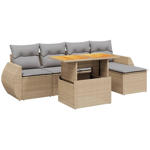 vidaXL 6-dijelni set vrtnih sofa s jastucima bež od poliratana Cijene