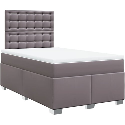 vidaXL Box spring postelja z vzmetnico siva 120x200 cm umetno usnje, (21306557) Cene