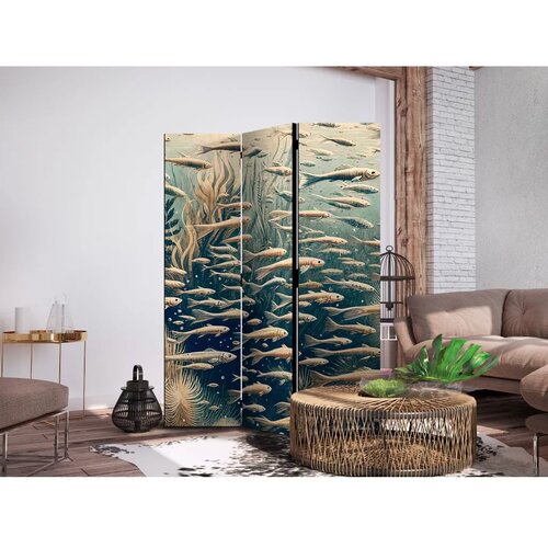  Paravan - Life in the Ocean - Underwater World of Fish and Vegetation in Beige and Navy Colors in Retro Style 135x172 Jednostran Cijene