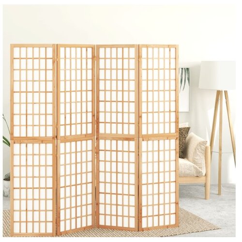  Zložljiv 4-delni paravan japonski stil 160x170 cm bele barve Cene