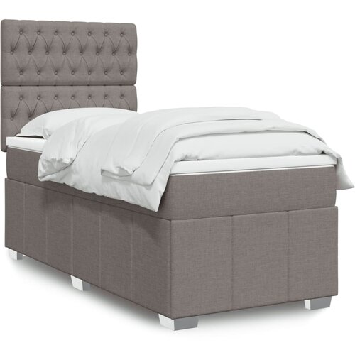 vidaXL Box spring postelja z vzmetnico taupe 90x200 cm blago Cene