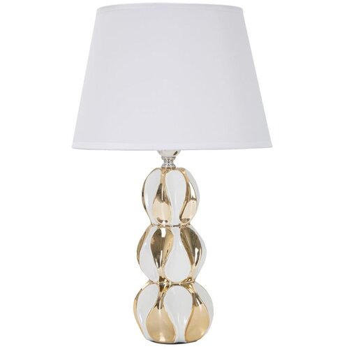 Mauro Ferretti Keramična namizna svetilka s tekstilnim senčilom v zlati in beli barvi (vi&scaron;ina 46 cm) Glam Balls &ndash; Cene