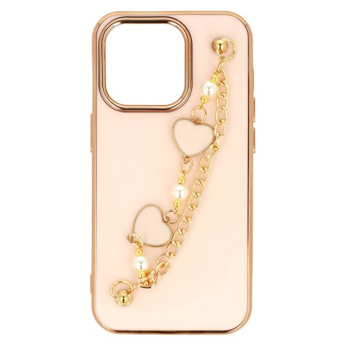 Onasi trendy silikonski ovitek z zapestnico za iPhone 11 - roza s srčki Slike