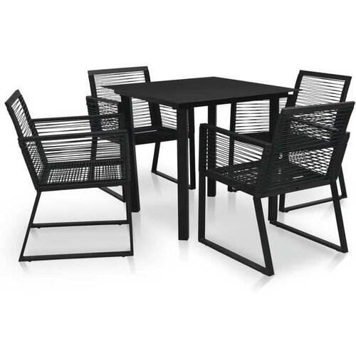  5-dijelni vrtni blagovaonski set od PVC ratana crni Cijene