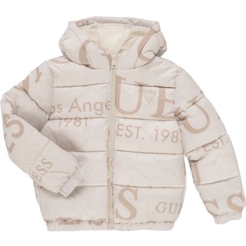 Guess OVERSIZE HOODED LS PUFFER Bež Cijene