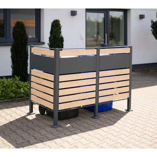 WESTMANN metalna obloga za 2 kante za smeće Planum | 2x240L | Drveni izgled | 170x90x120 cm - BRANDED IN GERMANY Cijene