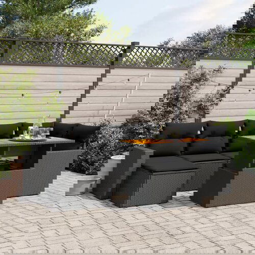 VidaXL 7-dijelni set vrtnih sofa od poliratana s jastucima crni Slike