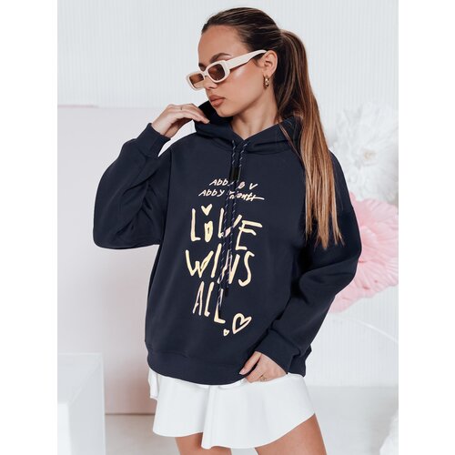 DStreet Bluza damska oversize z kapturem LOVEWILL granatowa Cene