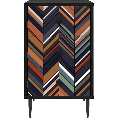  Noćni ormar OMMEN Crni hrast 36 x 33 x 61 cm Konstruirano drvo Slike