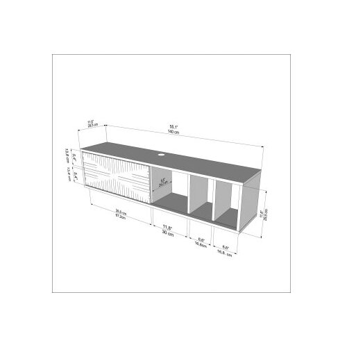 Hanah home tv polica teo floating walnut white Slike