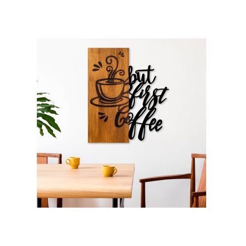 WALLXPERT dekorativni drveni zidni pribor coffee first Slike