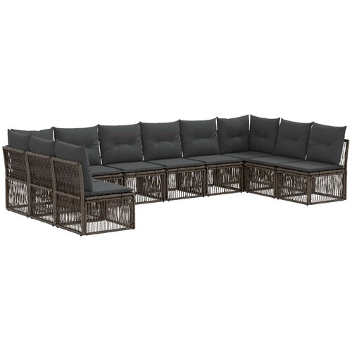 vidaXL Vrtna sedežna garnitura 10 pcs Siva poli ratan, (5000270289) Cene
