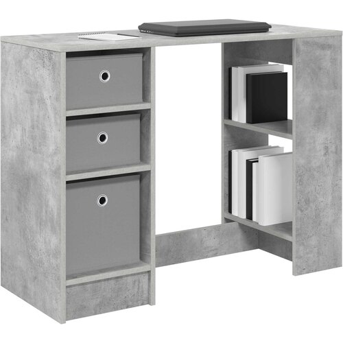  Stol s policom Betonski sivi 100 x 40 x 75 cm Konstruirano drvo Slike