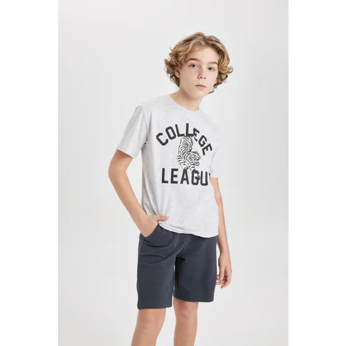 Defacto Boys' Crew Neck Printed Short Sleeve T-Shirt