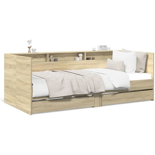 vidaXL Dnevna postelja s predali sonoma hrast 90x190 cm inženirski les Cene