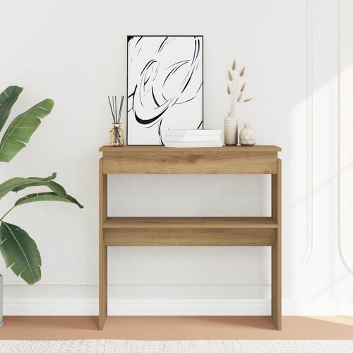 Maison Chic konzolna miza - miza ob steni artisan hrast 80x30x80 cm inženirski les, (21786173) Slike