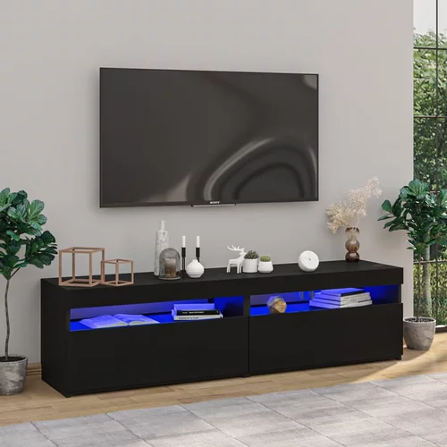 vidaXL TV omarica 2 kosa z LED lučkami visok sijaj črna 75x35x40 cm