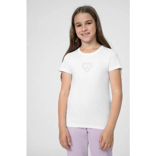 4f Otroška bombažna kratka majica bela barva