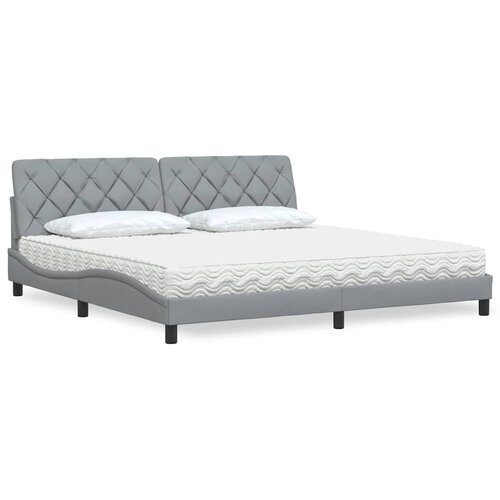  Krevet s madracem svjetlosivi 200 x 200 cm od tkanine Cene