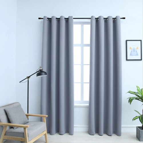 VidaXL Zatemnitvene zavese s kovinskimi obročki 2 kosa sive 140x245 cm Slike