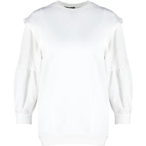 Trendyol White Sleeve Detail Diver/Scuba Knitted Sweatshirt