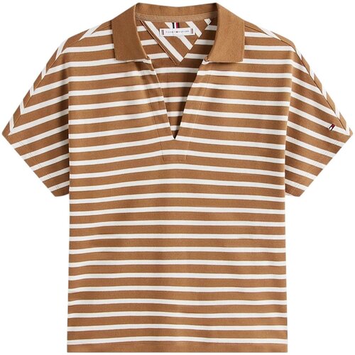 Tommy Hilfiger Majice s kratkimi rokavi LYOCELL TIPPING OPEN WW0WW46512 Kostanjeva Slike