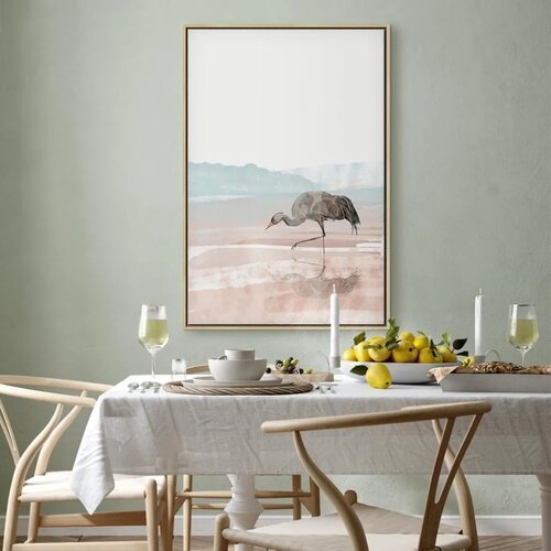  Slika - Crane in the Morning (1 Part) Vertical 60x90 U prirodnom drvenom okviru Slike