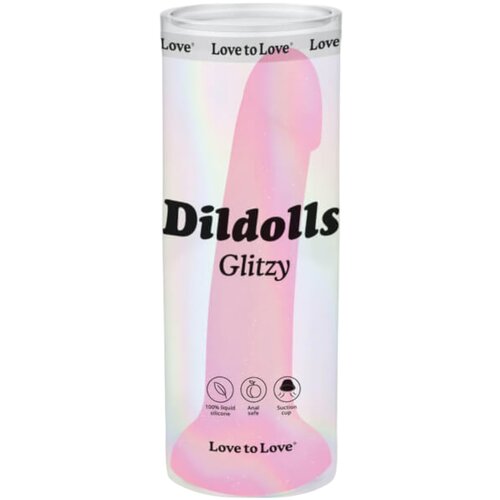 ove to Love Dildolls Glitzy - lepljivi silikonski dildo (roza) Cene