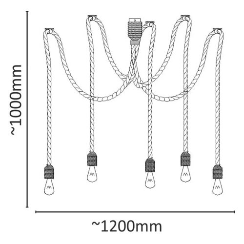  LED luster na sajli ROPE CASA 5xE27/10W/230V pauk Slike