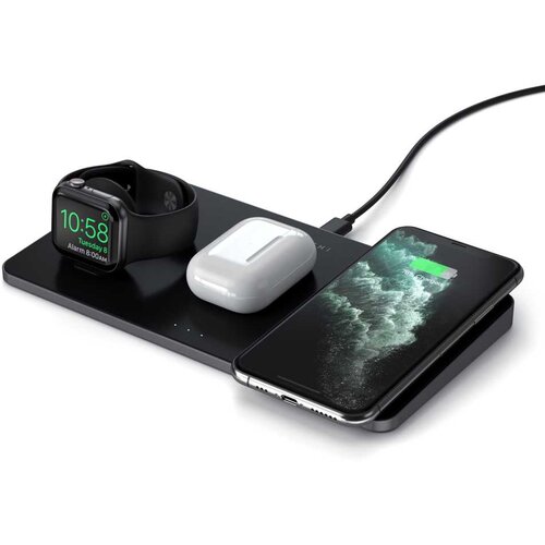 Satechi trio wireless charging pad (apple watch, airpods, iphone) - črn brezžični polnilec, (20673517) Slike