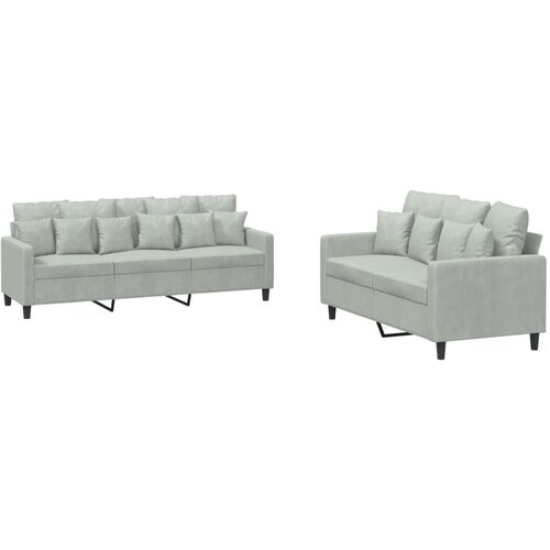 Maison Chic Sedežna garnitura - kavč 2-delna z blazinami svetlo siv žamet, (21729194) Cene