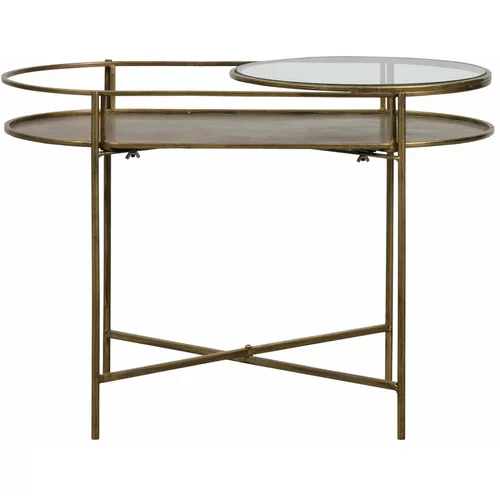 BePureHome Steklena stranska mizica s podnožjem v zlati barvi