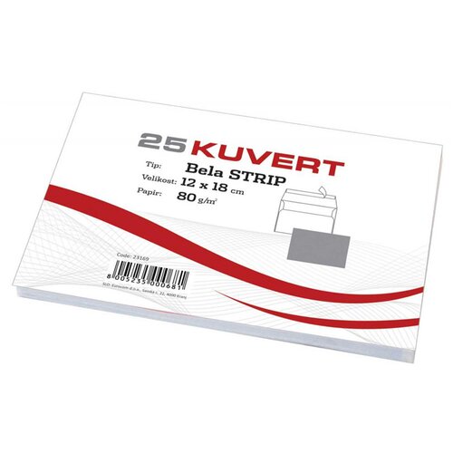 Kuverta B6, 180 x 120 mm, bela, 25 kosov Slike