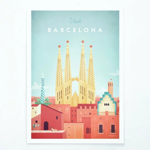 Travelposter Plakat Barcelona, A3