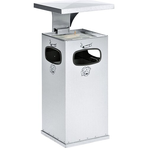 VAR Zbiralnik odpadkov s pepelnikom, prostornina 38 l, ŠxVxG 395 x 910 x 395 mm, nerjavno jeklo Cene