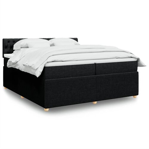 vidaXL Box spring postelja z vzmetnico črn 200x200 cm blago Cene