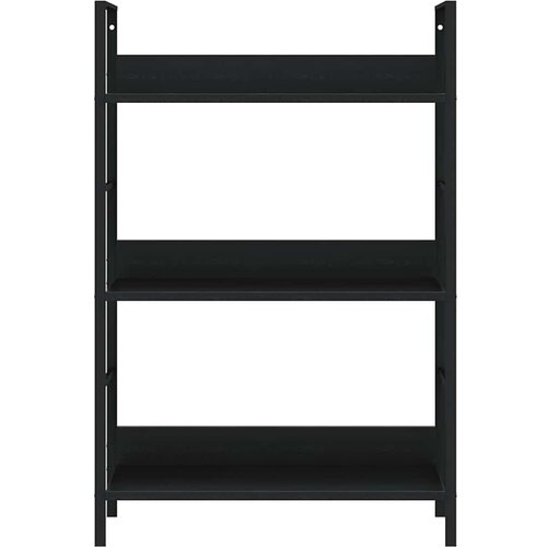 Police za knjige s 3 razine crne 60 x 27,6 x 90,5 cm drvene Slike