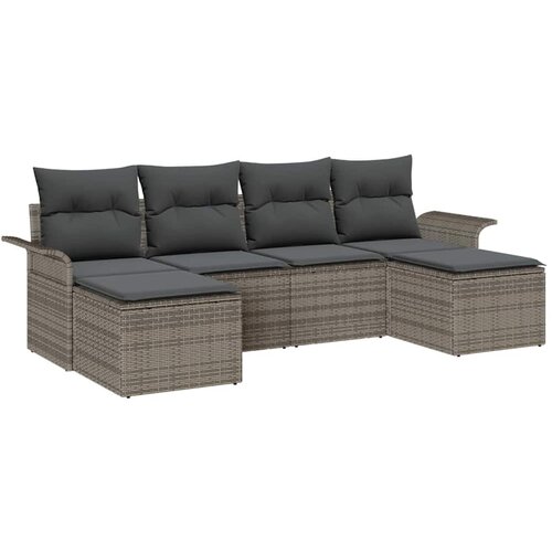 vidaXL Vrtna sedežna garnitura s shranjevanjem 6 pcs Siva poli ratan, (5000145833) Cene
