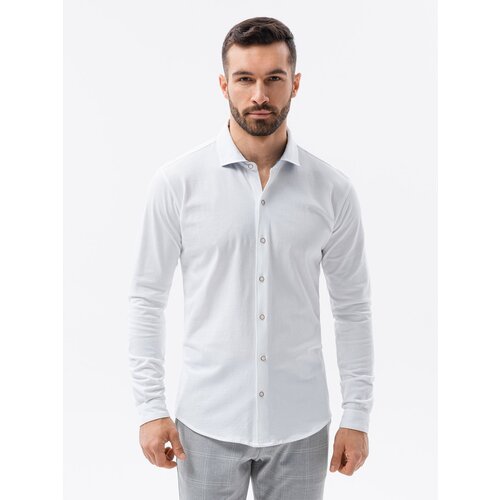 Ombre Men's SLIM FIT shirt in decorative fabric - blue Cijene