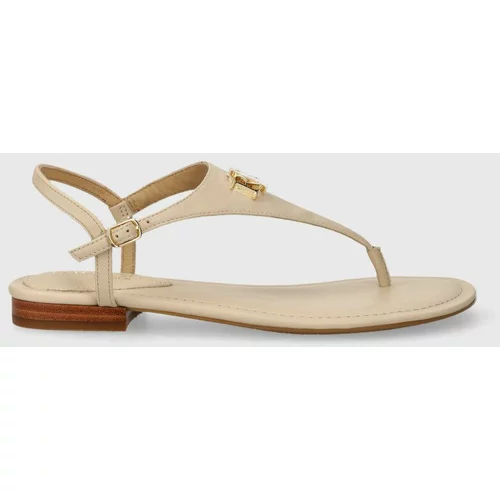 Polo Ralph Lauren Usnjeni sandali Ellington ženski, bež barva, 802852803011