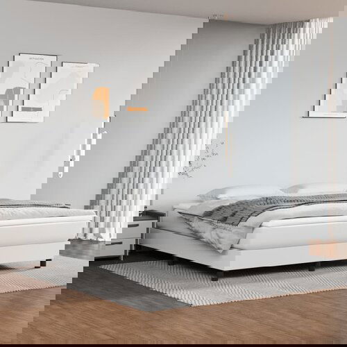 VidaXL Box spring postelja z vzmetnico bel 160x200 cm umetno usnje Slike