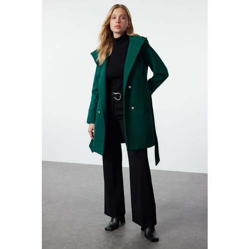Trendyol Dark Green Regular Belted Coat Cene
