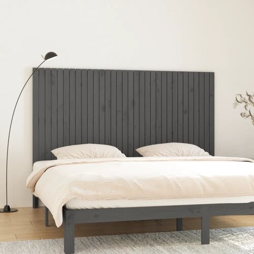 Zidno uzglavlje sivo 204x3x110 cm od masivne borovine Cijene