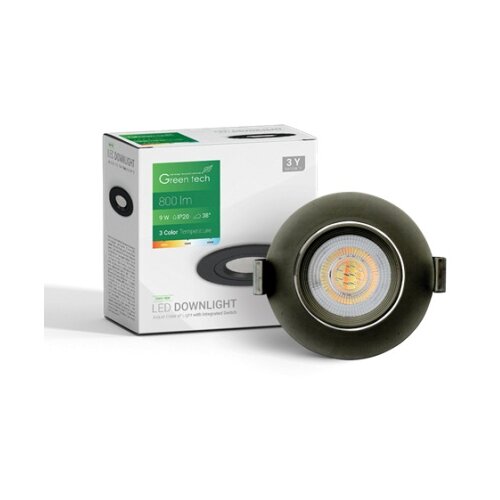 Greentech LED downlight Green Tech 800 lm, 9W, 3CCT, 3000K-4000-6500K, crni Cijene