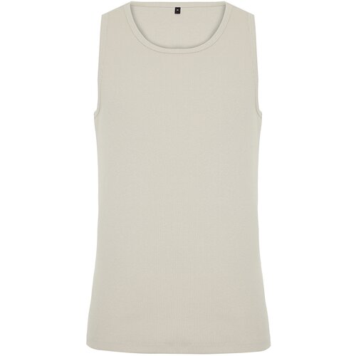Trendyol Beige Men's Slim/Narrow Cut Corded Basic Sleeveless T-Shirt/Singlet Cene