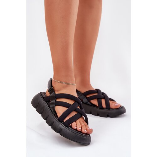 Boto Women's platform sandals with straps black Filamira Cene