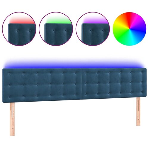 Maison Chic led posteljno vzglavje - vzglavna omarica - nočna omarica temno modro 200x5x78/88 cm žamet, (21708214) Slike