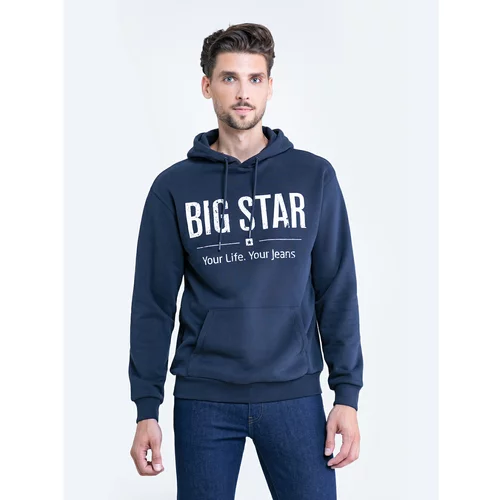 Big Star Man's Hoodie Sweat 154553 Blue Knitted-403