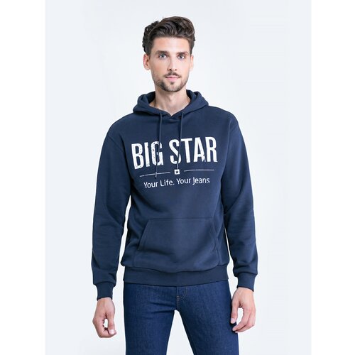 Big Star man's hoodie sweat 154553 blue Knitted-403 Cene