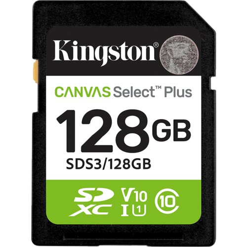  Micro SD card Kingston 128 GB SDCS3/128GB Class10 Canvas Select Plus SD adapter;100MBs Read,Class 10 UHS-I Cijene